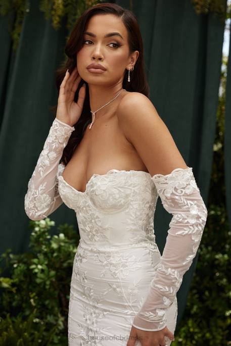 House of CB Isabelle White Lace Long Sleeve Bridal Gown Weddings 4H6N1139