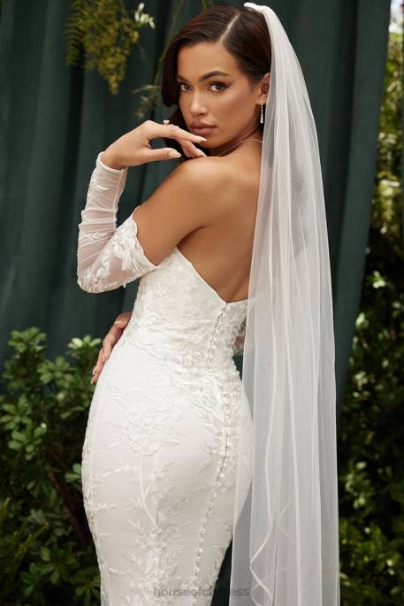 House of CB Isabelle White Lace Long Sleeve Bridal Gown Weddings 4H6N1139