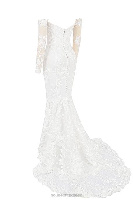 House of CB Isabelle White Lace Long Sleeve Bridal Gown Weddings 4H6N1139