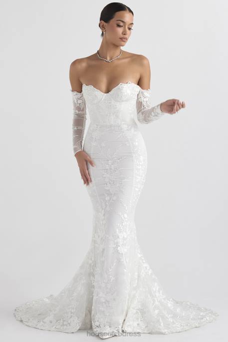 House of CB Isabelle White Lace Long Sleeve Bridal Gown Weddings 4H6N1139