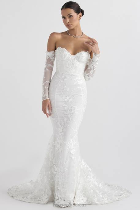 House of CB Isabelle White Lace Long Sleeve Bridal Gown Weddings 4H6N1139