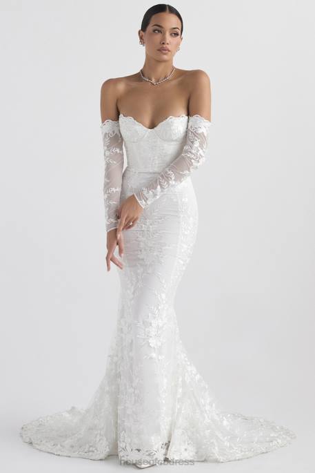 House of CB Isabelle White Lace Long Sleeve Bridal Gown Weddings 4H6N1139