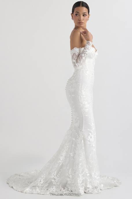 House of CB Isabelle White Lace Long Sleeve Bridal Gown Weddings 4H6N1139