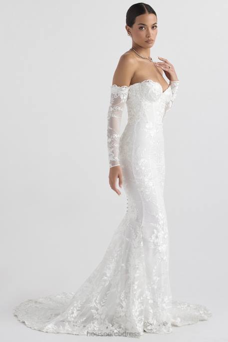 House of CB Isabelle White Lace Long Sleeve Bridal Gown Weddings 4H6N1139